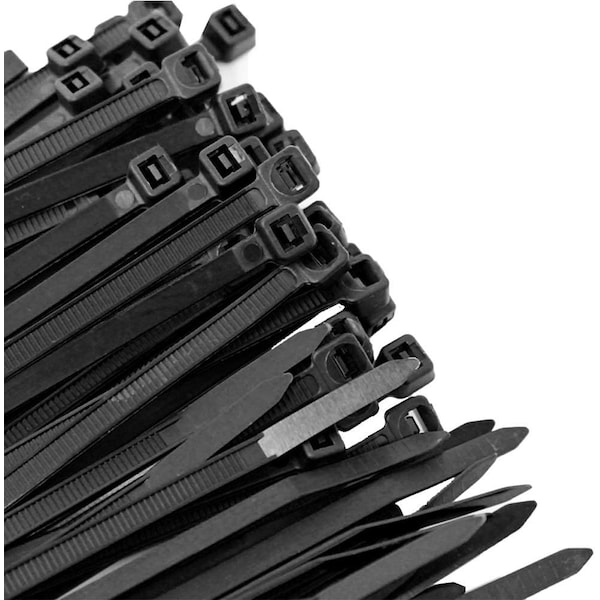 Us Cable Ties Cable Tie, 8", 18 lb, UV Black Nylon, 1000 Pack LD8B1000